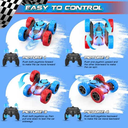 Red Blue RC Stunt Car for Boys Girls