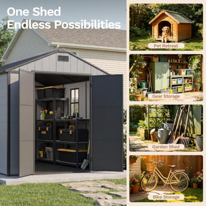8 x 10 FT Resin Outdoor Storage Shed with Floor