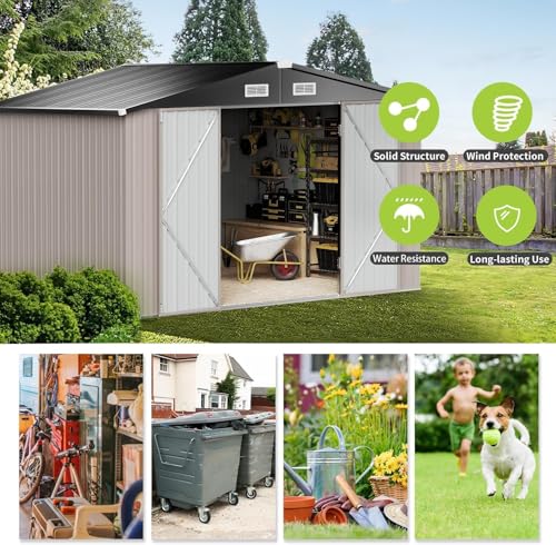 8x10 FT Shed Outdoor Storage Shed with Base