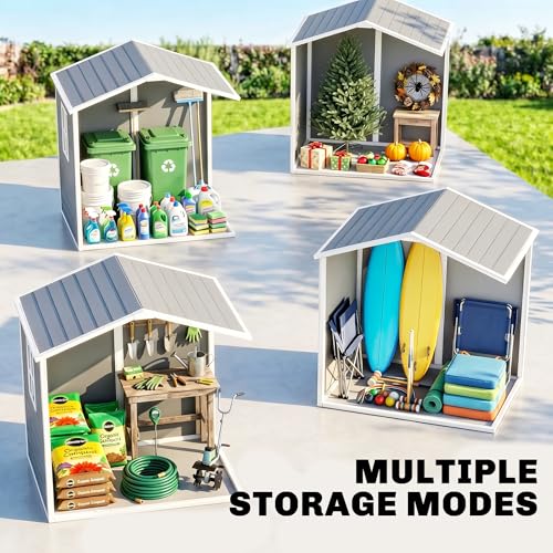 6' x 4.5' Outdoor Storage Shed Waterproof Resin with Floor Gray