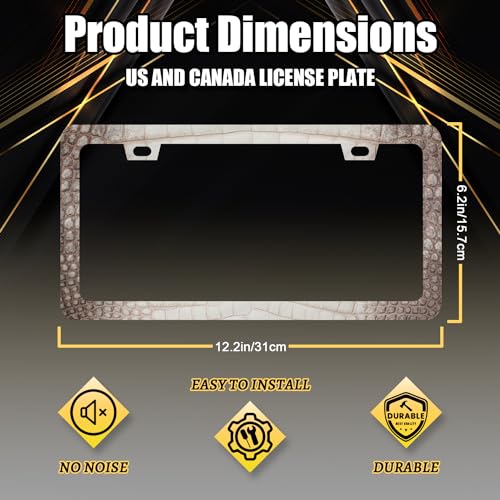 Crocodile Skin Print License Plate Frame Animal License Holder with 2 Holes
