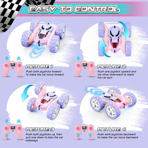 Pink Purple RC Stunt Car for Kids