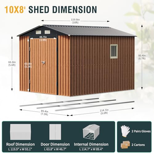 8x10 Ft Outdoor Storage Shed with Floor