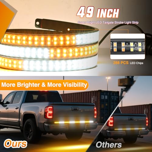 49 Inch Emergency Strobe Light Strips with Controller Amber White