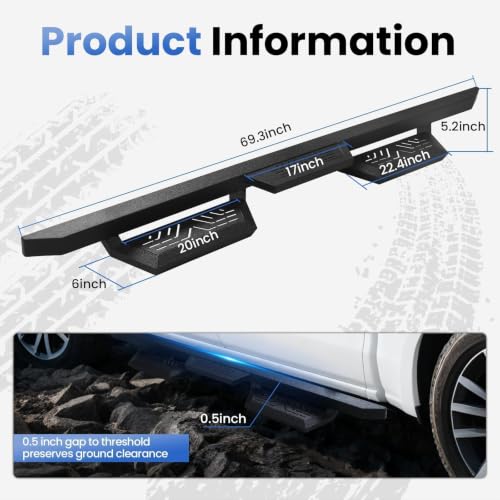 6" Rustproof Running Boards Side Steps Compatible with 2018 (2 Count)