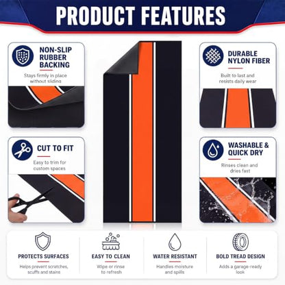 Motorcycle Mat Garage Floor Rug Washable Parking Mats for Garage Floors Non Slip Oil Absorbent Pad Rubber Backing Layer Protects Floor