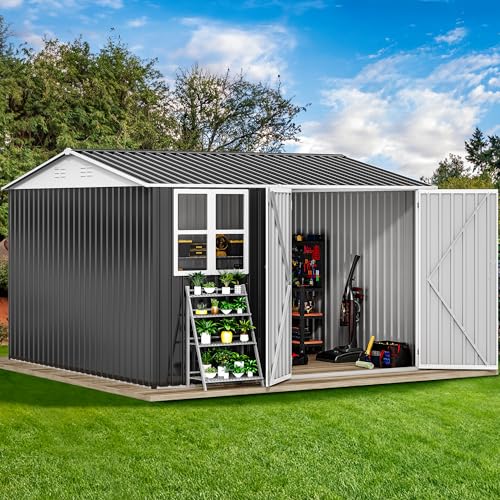 10x10ft Metal Outdoor Storage Shed with Window