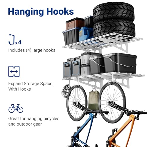 2 Pack 2x4ft Garage Shelving with Hooks (2 Count)