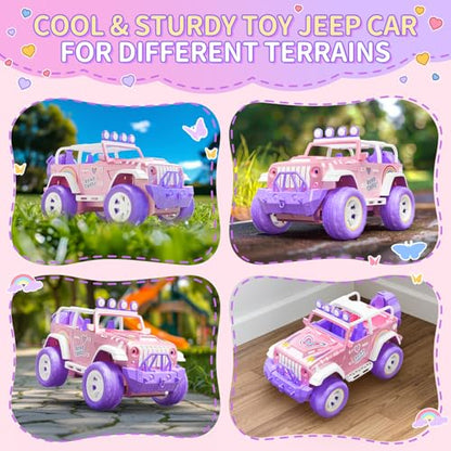 Pink Remote Control Car for Girls with Fog Mist & Music