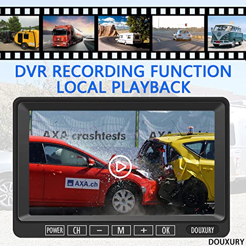 Wireless RV Backup Camera for Trailer Truck Camper Digital Rear Side View Cameras & HD 1080P 4 Splits 7" DVR Screen with Adapter for Furrion Pre