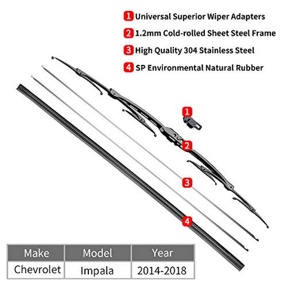 Replacement for Chevrolet Impala Windshield Wiper Blades