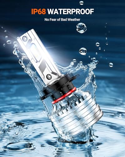 H7 Bulbs, 90,000LM 14X Brightness, H7 6500K Cool White LED Bulbs, IP68 Waterproof 70000Hrs Lifespan, 5X Heat Dissipation driving LED Bulbs, Plug and Play, 2 Pack