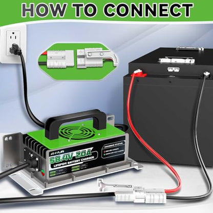 58.4V 20A LiFePO4 Battery Charger Support 0V Restart Charging Function