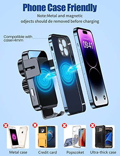 Wireless Car Charger 15W Cup Holder Air Vent Phone Mount Car Charger
