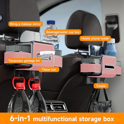 6-in-1 Car Headrest Backseat Organizer, Back Seat Car Organizer and Storage