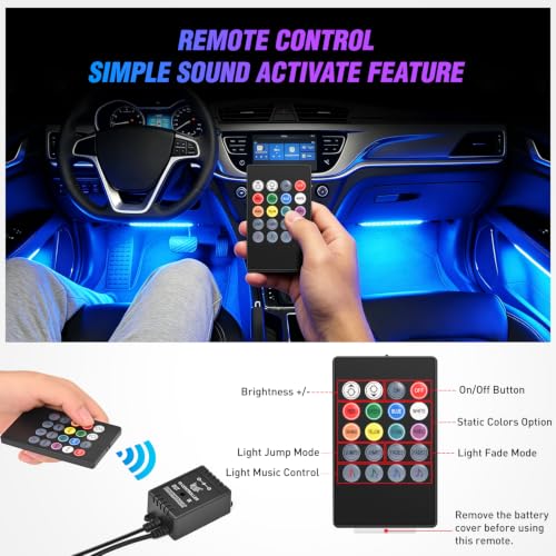 4PCS Car Interior Lights RGB Remote Control