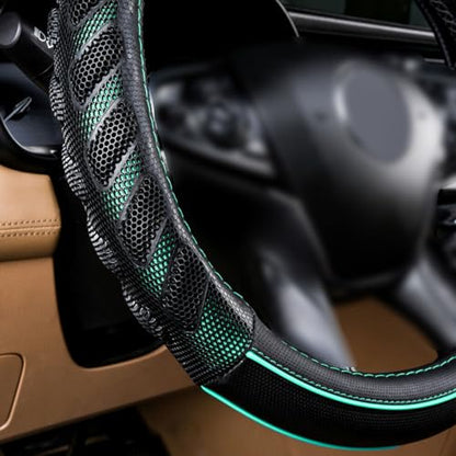 car Steering Wheel Cover Faux Leather Massage Universal fit 3D Honeycomb Hole Anti