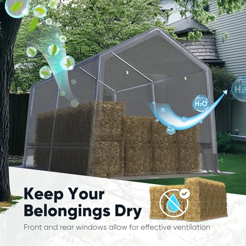 8x12FT Long Storage Shed Kayak Shelter with Roll