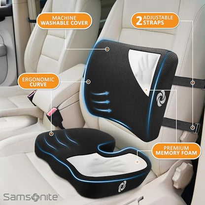 Ergonomic Seat Cushion and Lumbar Support Cushion Combo (2 Count)