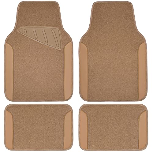 Beige Leather & Waterproof Car Carpet Floor Mats