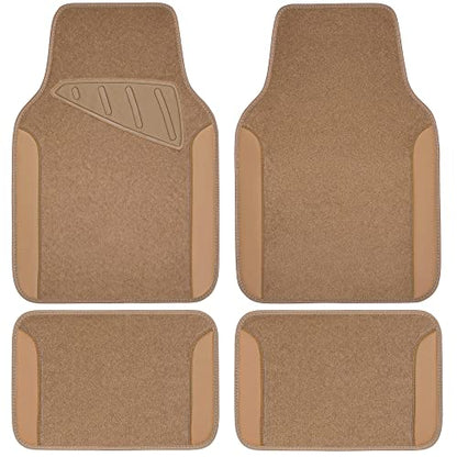 Beige Leather & Waterproof Car Carpet Floor Mats