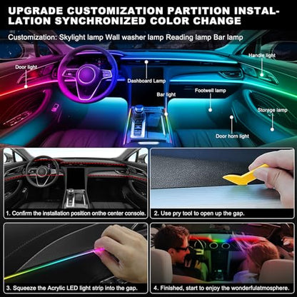 Dreamcolor Acrylic Interior Car LED Strip Light with Wireless APP
