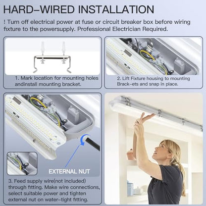 4Pack 4FT LED Vapor Tight Light Fixture 60W (4 Count)