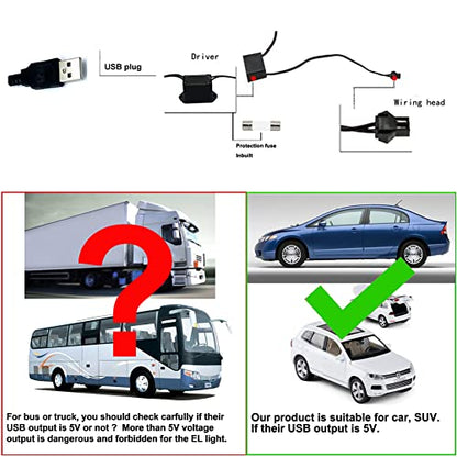 El Wire Green Interior Car LED Strip Lights