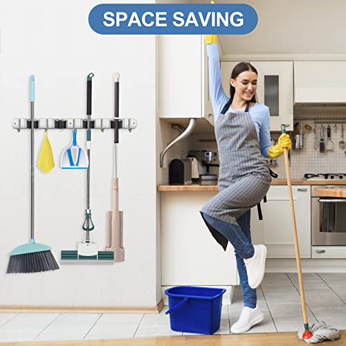 Broom Holder Wall Mount Stainless Steel Mop Organizer