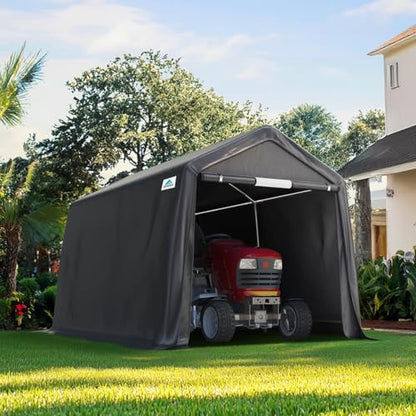 8x14 ft Steel Metal Peak Roof Portable Garage Shelter Storage Shed Carport for Motorcycle