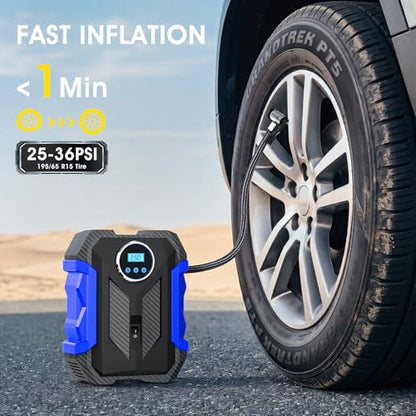 Digital Air Compressor for Car Auto Pump Portable Tire Inflator with LED Light DC 12V