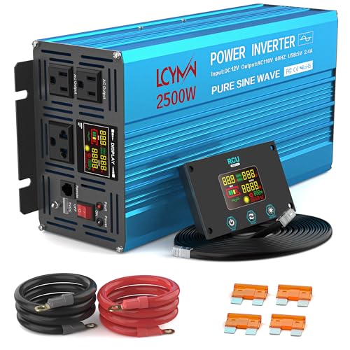 Power Inverter 2500 Watt Pure Sine Wave 12V DC to 110V