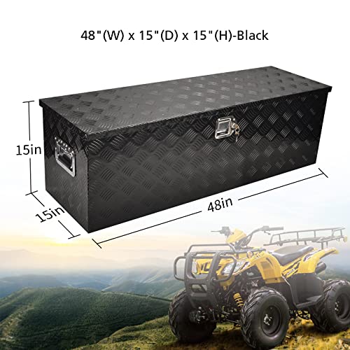 48In Black Aluminum Tool Box 5 Bar Tread ToolBox for Truck Bed Car Outdoor