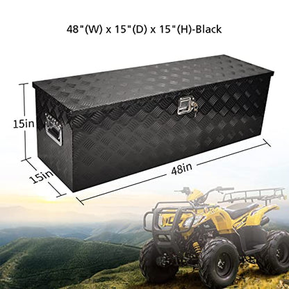 48In Black Aluminum Tool Box 5 Bar Tread ToolBox for Truck Bed Car Outdoor