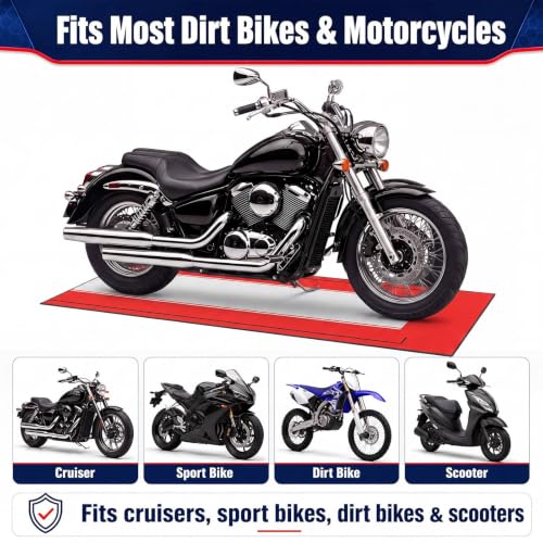 Motorcycle Mat Garage Floor Rug Washable Parking Mats for Garage Floors Non Slip Oil Absorbent Pad Rubber Backing Layer Protects Floor