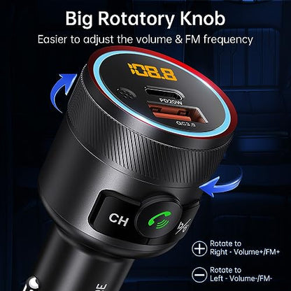 Bluetooth 5.4 Car Adapter 38W FM Transmitter Hands Free Calls