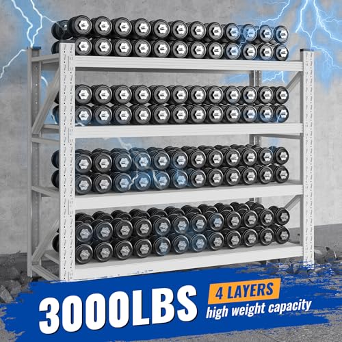 48" W Storage Shelves 3000lbs Garage Metal Shelving Heavy Duty Garage Shelves Adjustable Storage Shelves for Industrial