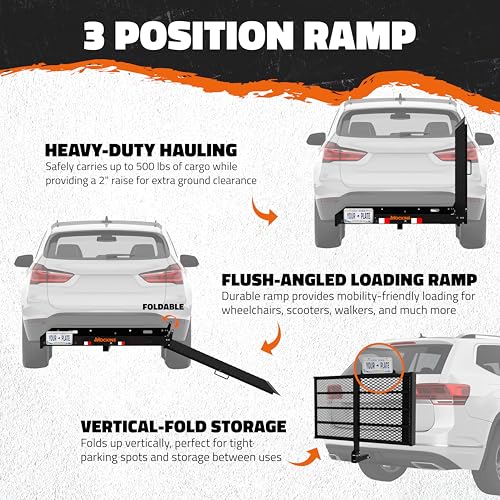 Folding Trailer Hitch Cargo Carrier with Ramp for Wheelchair