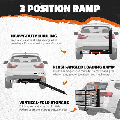 Folding Trailer Hitch Cargo Carrier with Ramp for Wheelchair