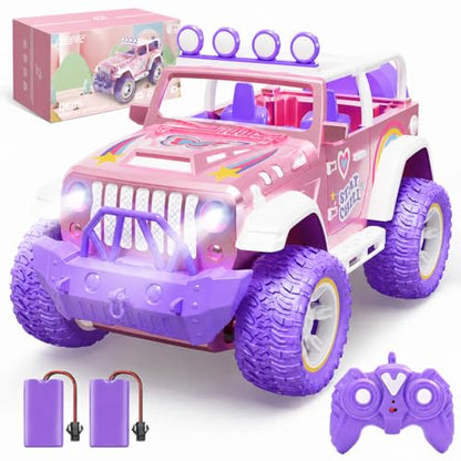 Pink Remote Control Car for Girls with Fog Mist & Music