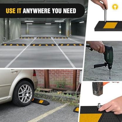 72 Inch Parking Curb with Reflective Strips