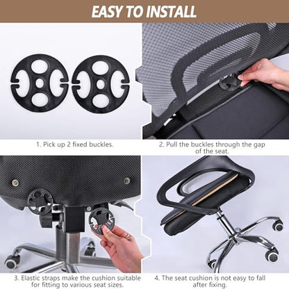 2PCS Car Seat Cushion Pad 1.2" Thick Comfort Seat Protector for Car Driver Seat Office Chair Home Use Memory Foam Seat Cushion with Non Slip Bottom