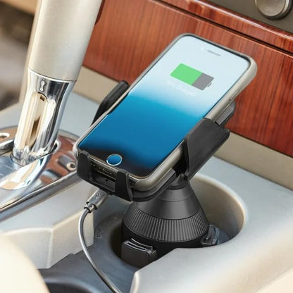 ONN Cup Holder Phone Mount with Wireless Charger