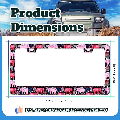 Tribal Elephant Animal License Plate Frame Stainless Steel 6.3 X 12.2 Inch