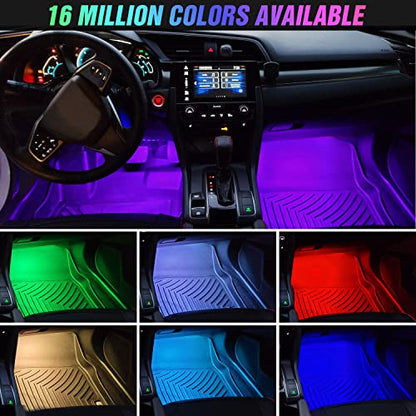 4PCS USB Car Interior Lights RGB App and Button Control