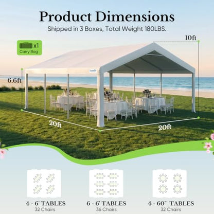 20'x20' Heavy Duty Party Tent Outdoor Canopy with Church Windows