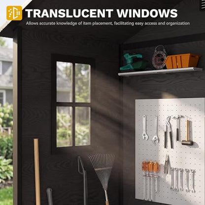 6x4 FT Outdoor Resin Storage Shed with Reinforced Floor Window & Vent