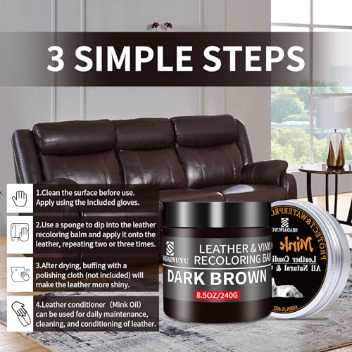 8.5oz Leather Recoloring Balm with 100ml Mink Oil