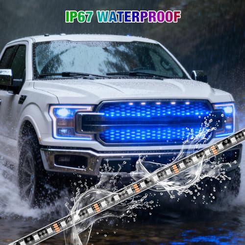4PCS 12" RGB LED Grille Light Strips with Wireless Remote Control