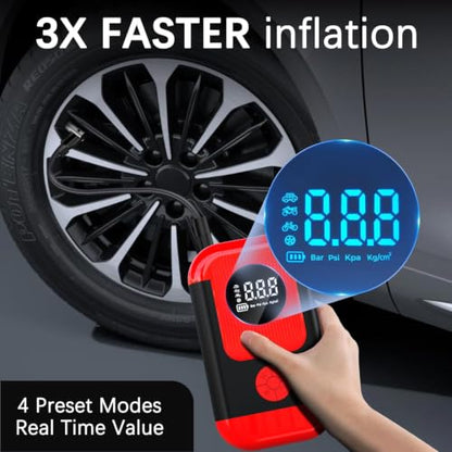 Tire Inflator Portable Air Compressor & Car Jump Starter